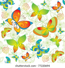 Fondo colorido con mariposa. Sin inconveniente.