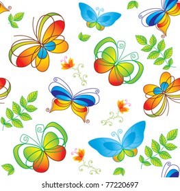 Colorful background with butterfly. Seamless.