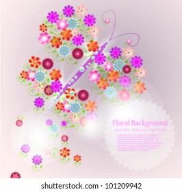 colorful background with butterfly. vector.
