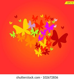 Colorful background with butterfly. Vector.