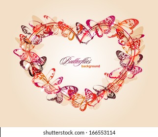 Colorful background with butterfly. Vector. 