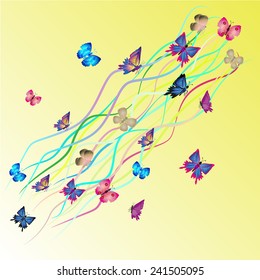 Colorful background with butterfly. Vector.