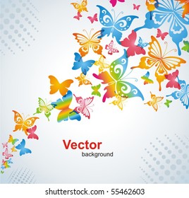 Colorful background with butterfly. Vector.