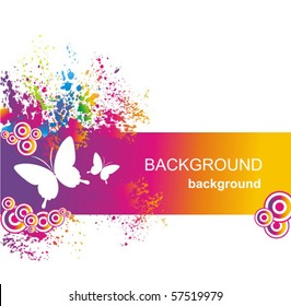 Colorful background with butterfly. Vector.