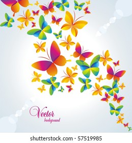 Colorful background with butterfly. Vector.