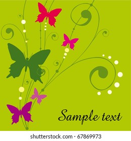 Colorful background with butterfly. Vector.