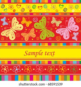 Colorful background with butterfly. Vector.