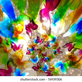 Colorful background with butterfly. Vector.