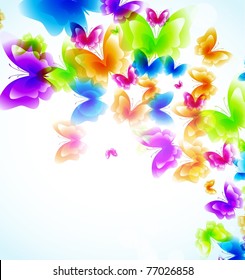 Colorful background with butterfly. Vector.