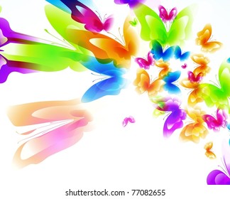Colorful background with butterfly. Vector.
