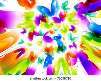 Colorful background with butterfly. Vector.