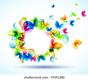 Colorful background with butterfly. Vector.