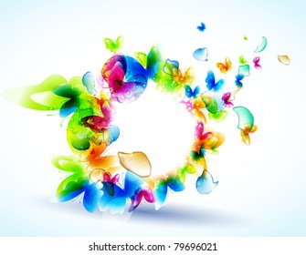 Colorful background with butterfly. Vector.