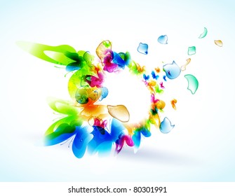 Colorful background with butterfly. Vector.
