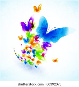 Colorful background with butterfly. Vector.