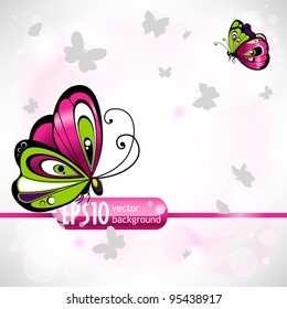 Colorful background with butterfly. Vector.