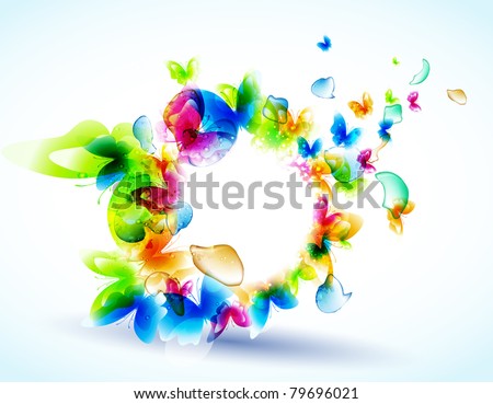 Colorful background with butterfly. Vector.