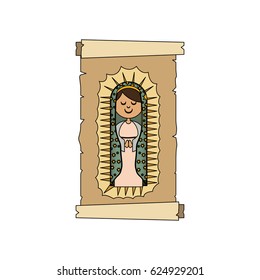 colorful background with canvas of virgin of guadalupe vector illustration