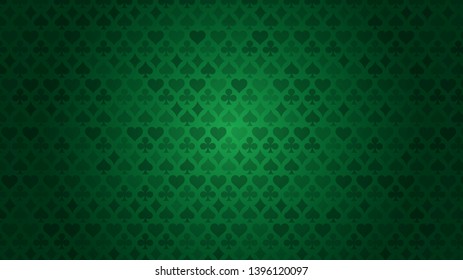 Colorful background with card suits. Picture spades, hearts, diamonds, clubs. Background for gambling, casino advertising. Vector illustration.