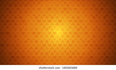 Colorful background with card suits. Picture spades, hearts, diamonds, clubs. Background for gambling, casino advertising. Vector illustration.