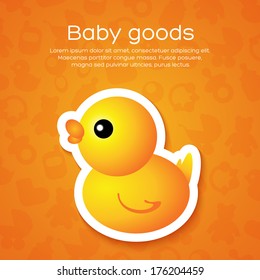 Colorful background with cartoon duck. Vector illustration