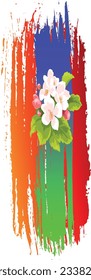 Colorful background with chaotic splashes and blots. Abstract splashing background. Festival of colors Holi. Raster illustration