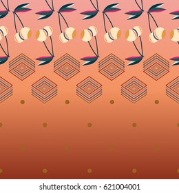 Colorful background with cherries berry and geometric rhomb and circle.