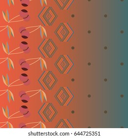 Colorful background with cherries berry and geometric rhomb and circle.