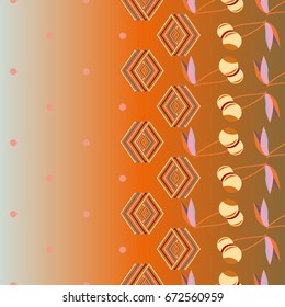Colorful background with cherries berry and geometric rhomb and circle.