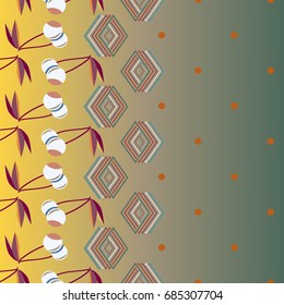 Colorful background with cherries berry and geometric rhomb and circle.
