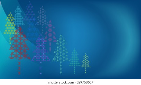 Colorful Background for christmas with snowflake in pine tree shape