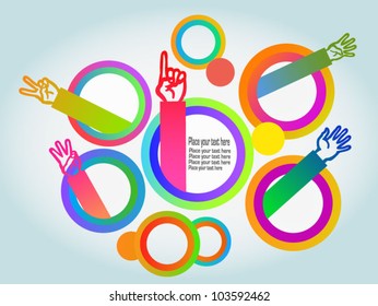 Colorful background circles with hands