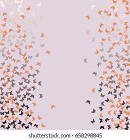 Colorful background of confetti butterflies. Rectangle vector frame texture for holidays, greeting cards, posters, websites, carnivals, for the design of your website, fabric, paper, printing.