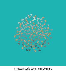 Colorful background of confetti butterflies. Rectangle vector frame texture for holidays, greeting cards, posters, websites, carnivals, for the design of your website, fabric, paper, printing.