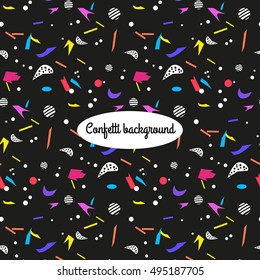 Colorful background with confetti, seamless pattern.