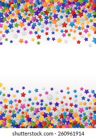 Colorful background with confetti of stars, for greeting cards and celebrations, EPS 10