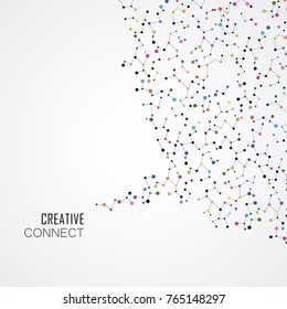 Fondo colorido con puntos de conexión y líneas. Estructura abstracta gráfica.