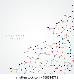 Colorful background with connection dots and lines. Graphic abstract structure.