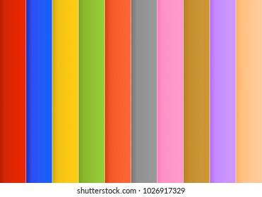 Colorful background consisting of color rectangle in a row next to each other. Mosaic of geometric elements. Rainbow vertical louver of parts 