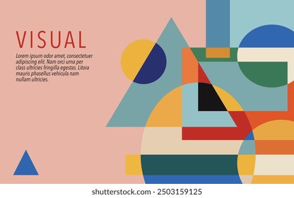 Colorful background consisting of a composition of several geometric shapes. It can be used for wallpaper, print, landing pages, websites, posters, and presentations.