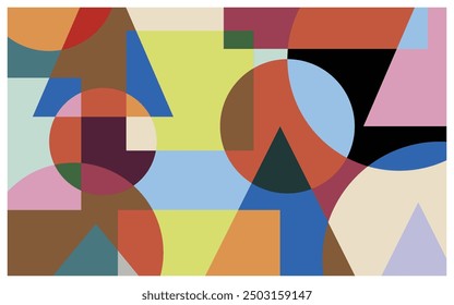 Colorful background consisting of a composition of several geometric shapes. It can be used for wallpaper, print, landing pages, websites, posters, and presentations.