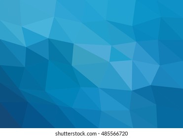 Colorful background consisting of light and dark blue triangles. Mosaic backdrop of geometric elements. Abstract stacked pattern