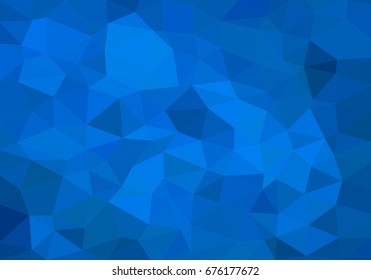 Colorful background consisting of light and dark blue triangles. Mosaic backdrop of geometric elements. Abstract stacked pattern
