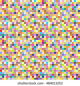 Colorful background consisting of squares of different colors in a row next to each other and one below the other with white outlines. Pixel abstract background. Mosaic of geometric elements