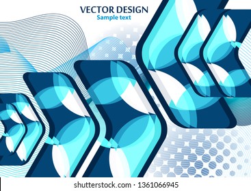 Colorful background creative arrows on abstract blend wave lines background, template with place for text. Corporate abstract vector background. Concept for website design, flyer, poster, business car