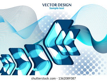 Colorful background creative arrows on abstract blend wave lines background, template with place for text. Corporate abstract vector background. Concept for website design, flyer, poster, business car