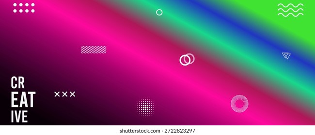 bunter Hintergrund mit kreativen geometrischen Formen und Text