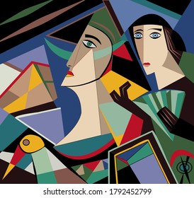 Colorful Background Cubism Art Styleabstract Portrait Stock Vector ...