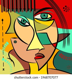 Colorful Background Cubism Art Styleabstract Portrait Stock Vector ...