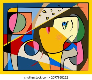 Colorful background, cubism art style,abstract portrait